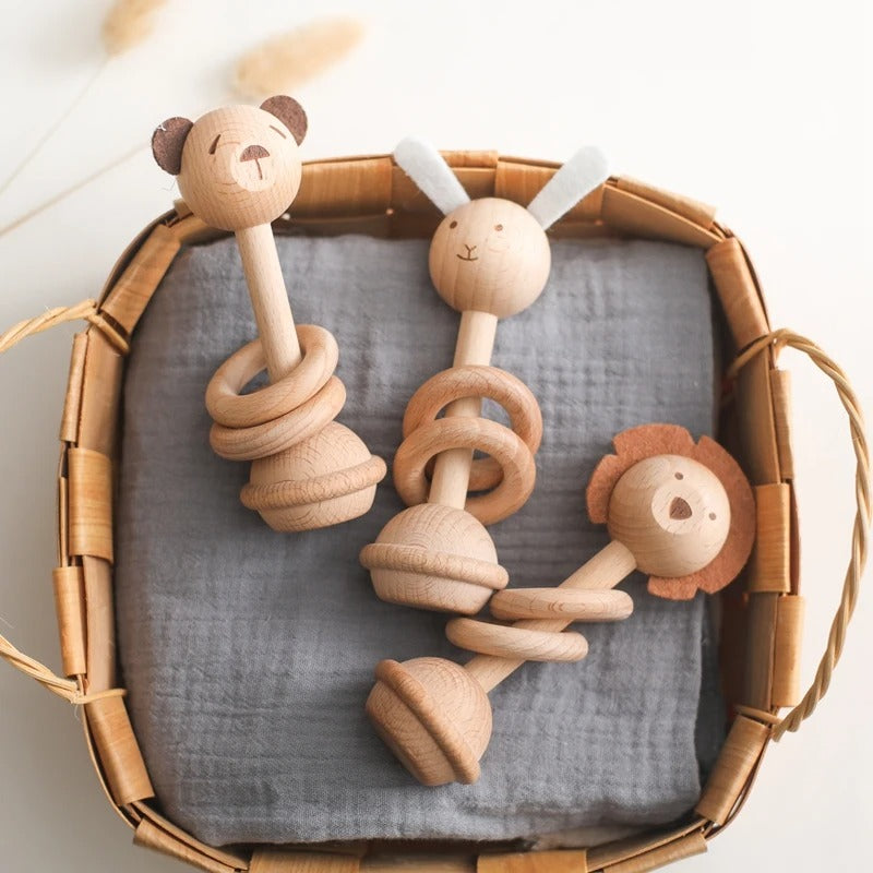 Wooden Animal Rattles